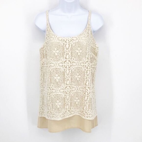CAbi Tops - CAbi 798 it girl ivory lace overlay tank top cream size S